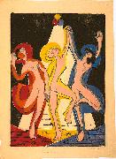 Ernst Ludwig Kirchner, Colourful dance - Colour-woodcut